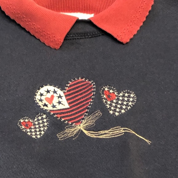 American Classic Red, White, & Blue Sweatshirt with Hearts - Picture 2 of 7